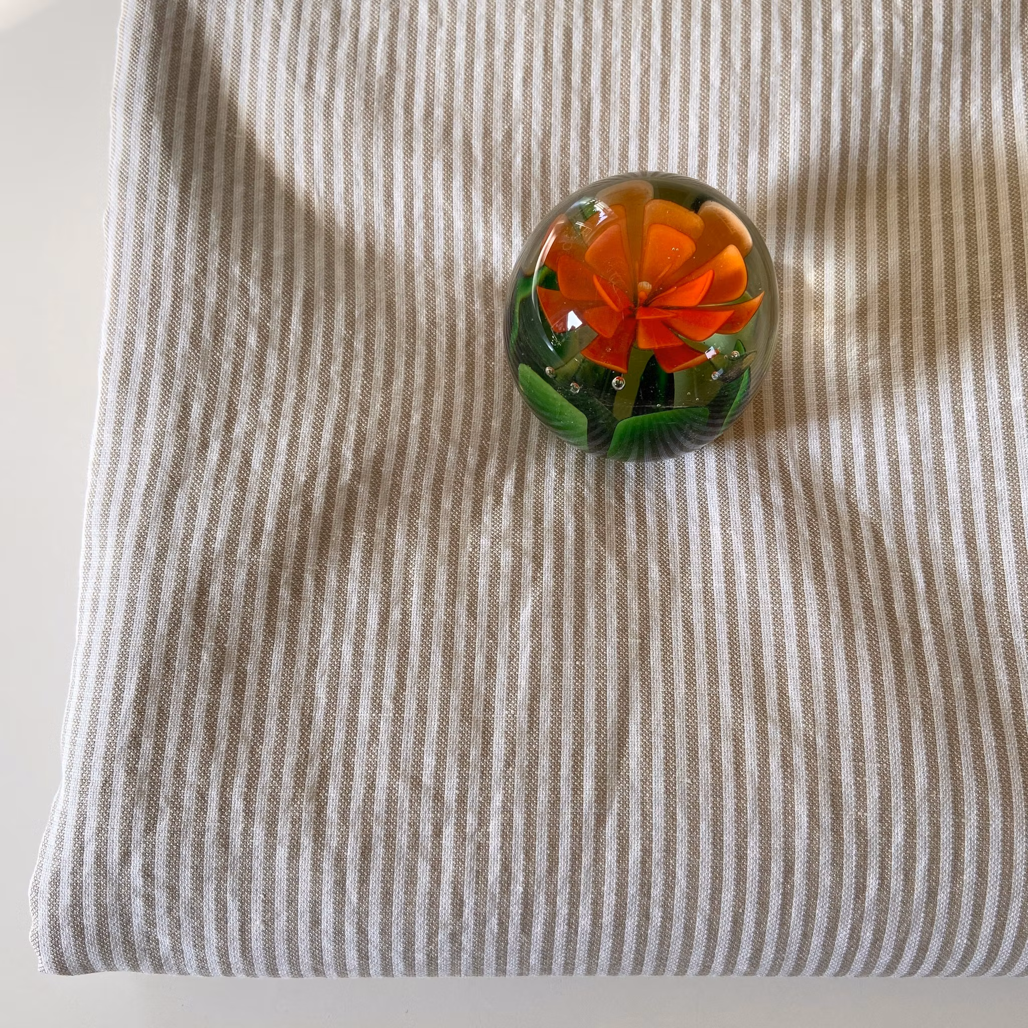 0,6m x 3 och 0,75m Bomull/lin, beige/vit, randig