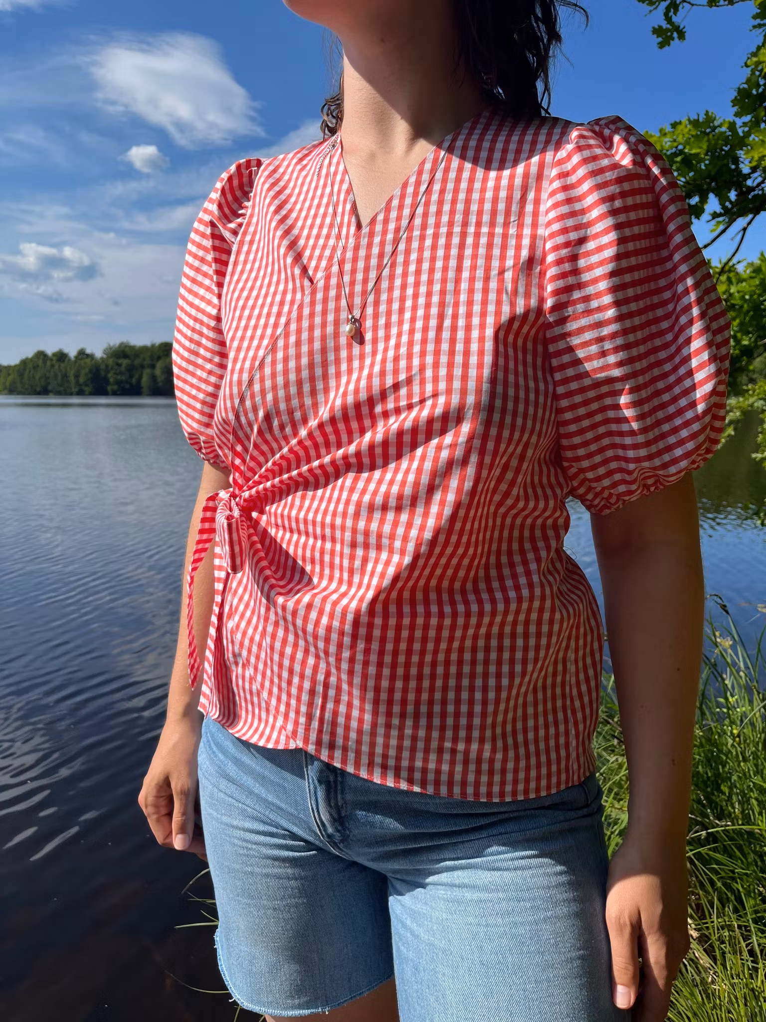 Bomull Röd/vit rutig