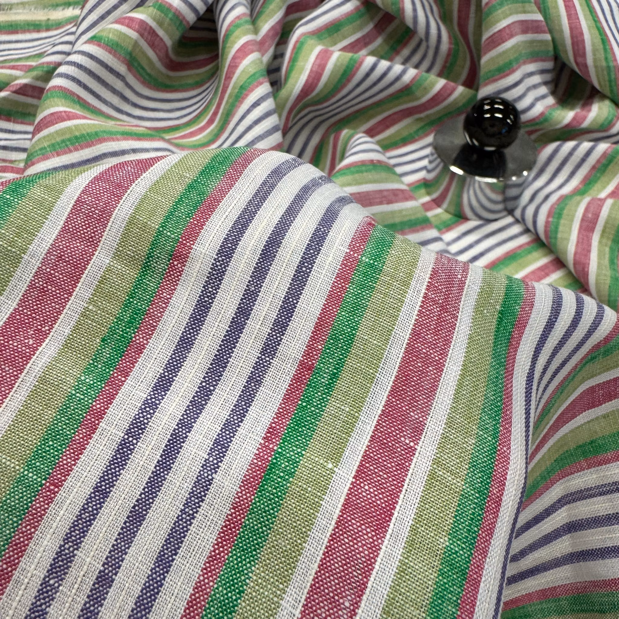 Linne grön/lila randig Paul S