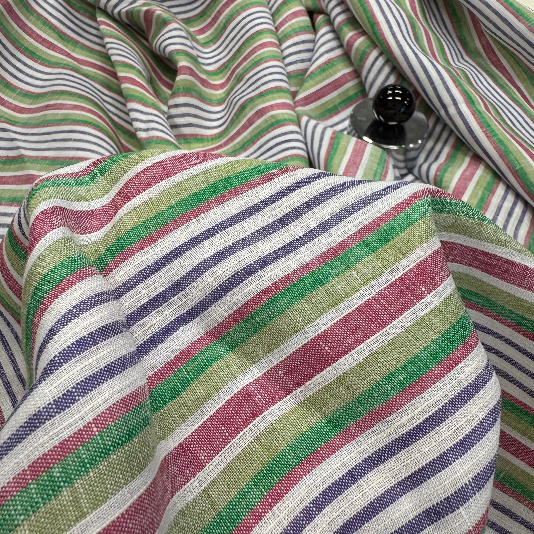 Linne grön/lila randig Paul S