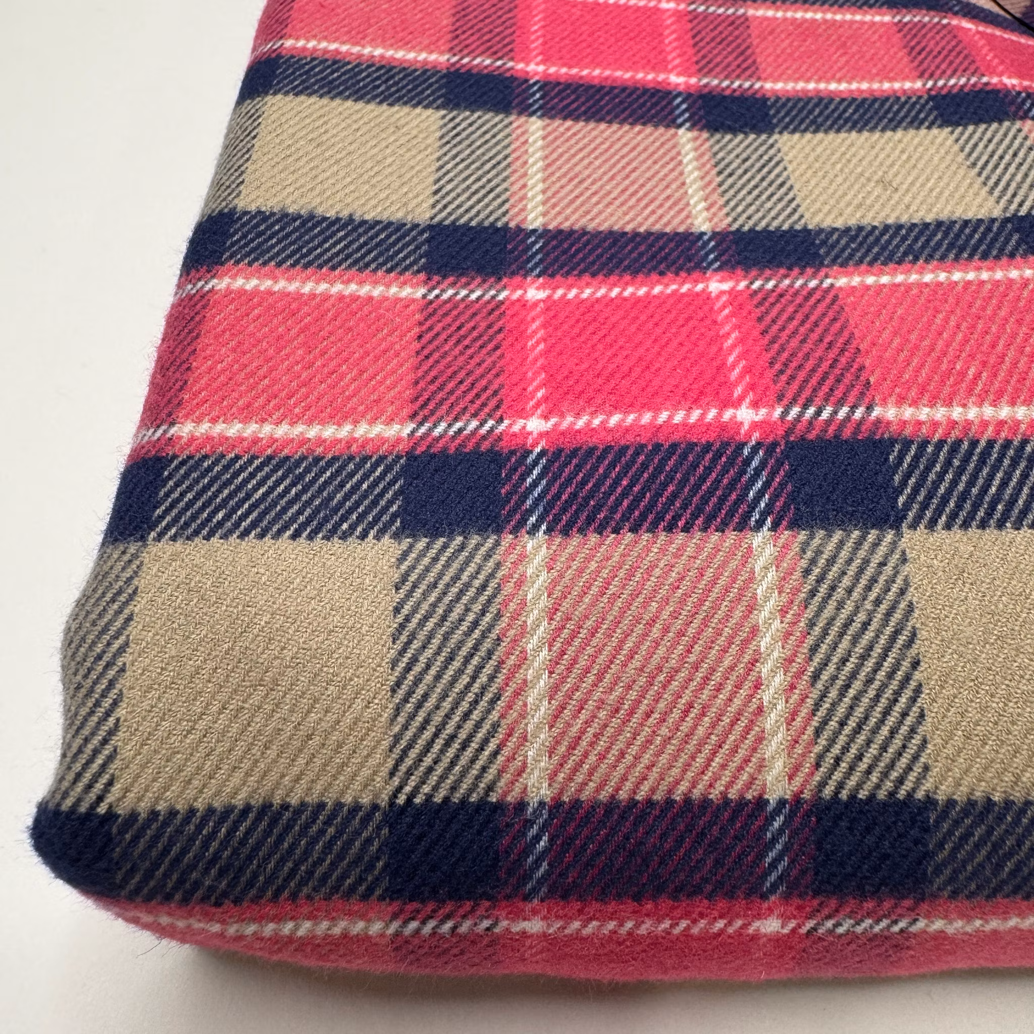 Bomullsflanell beige/rosa rutig