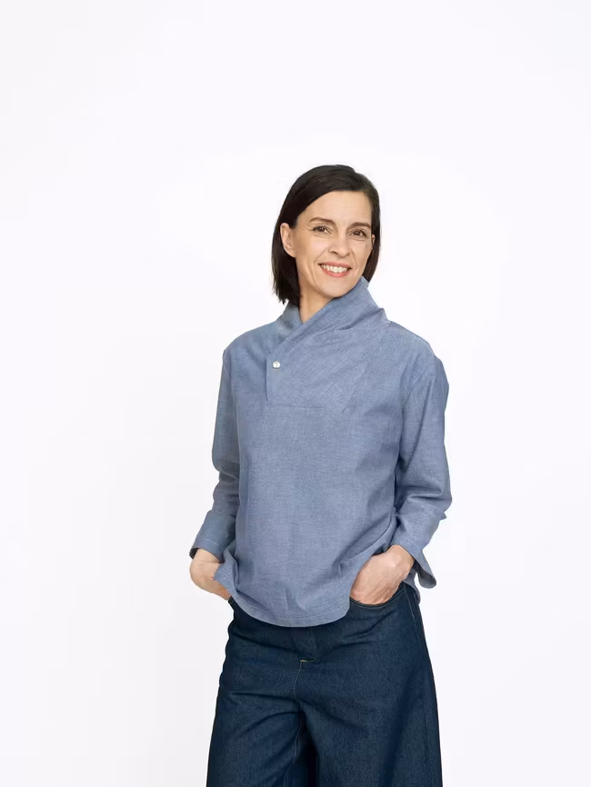 Wrap collar shirt (XS-L)