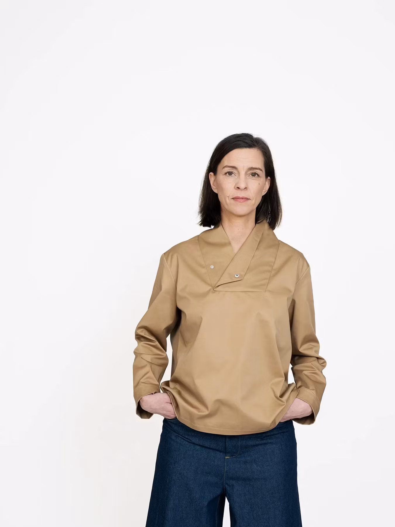 Wrap collar shirt (XS-L)