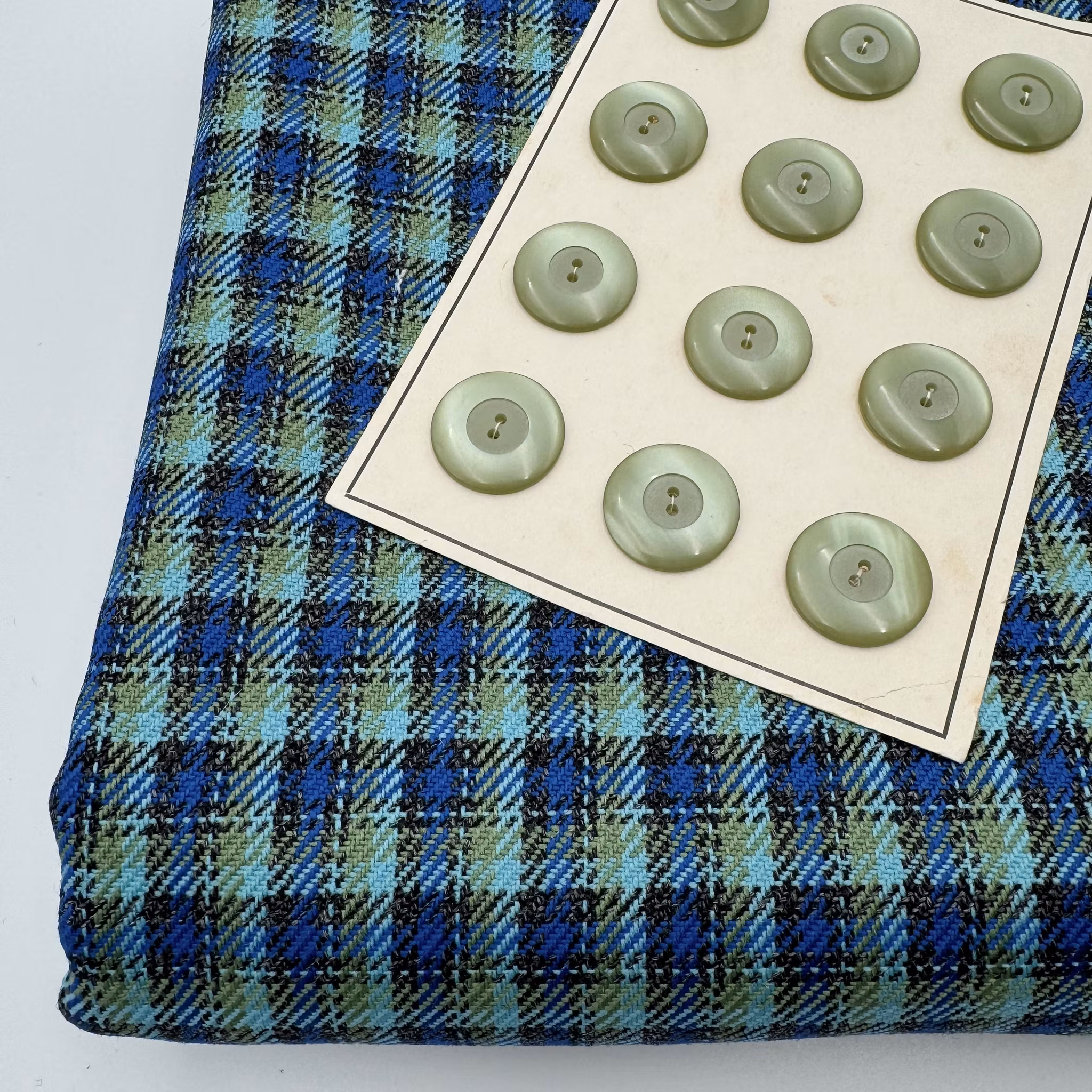 Ull Blå/grön rutig Balenciag*