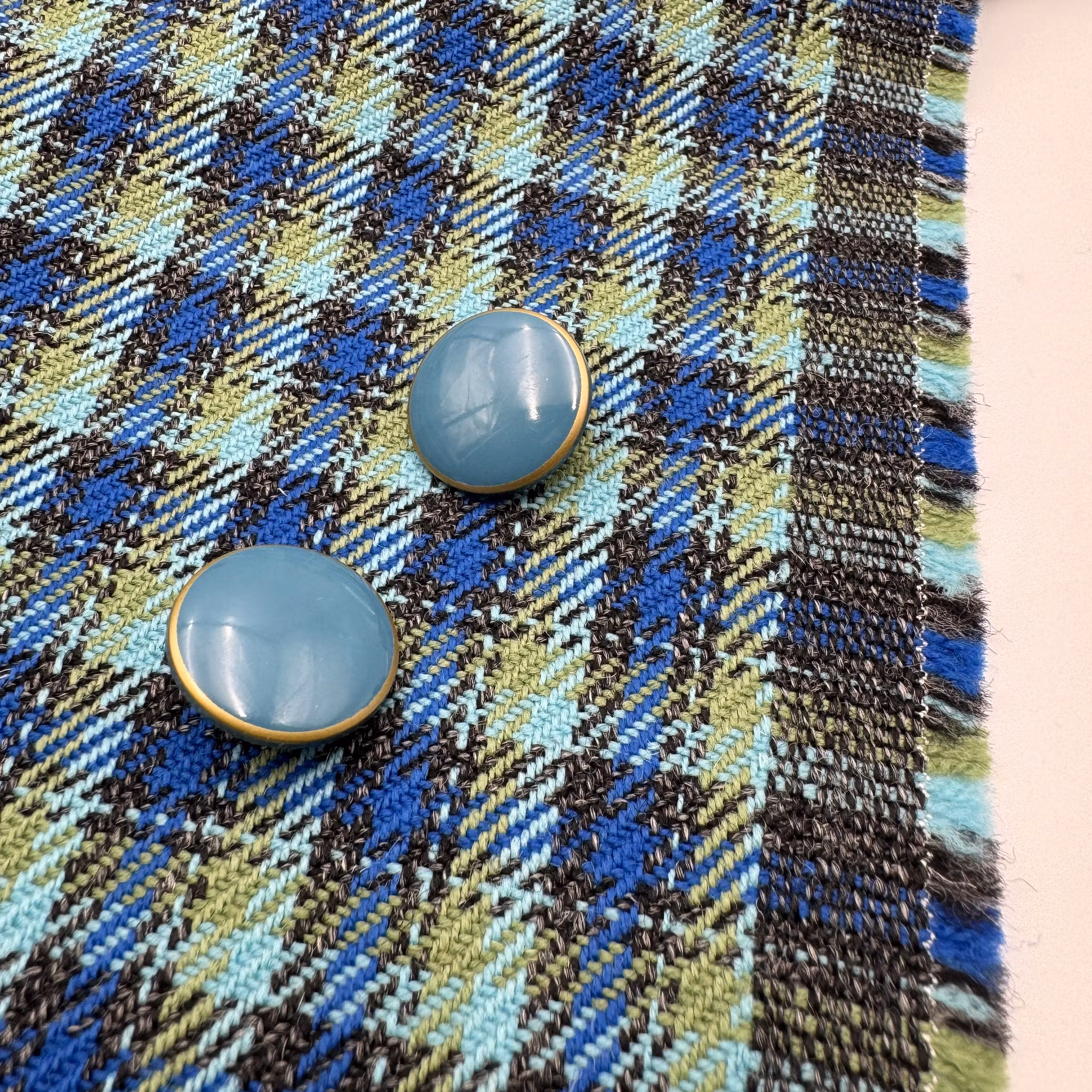 Ull Blå/grön rutig Balenciag*