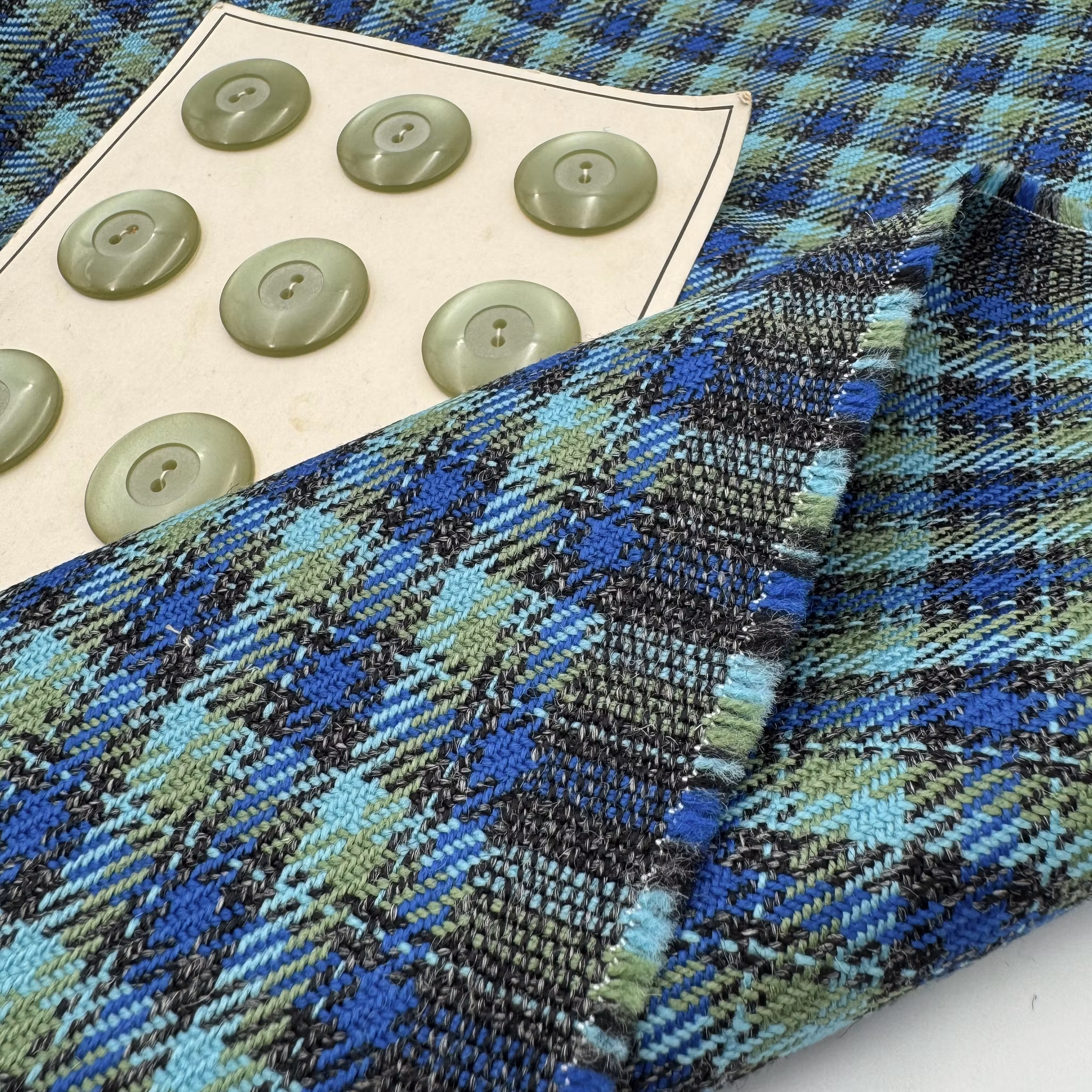 Ull Blå/grön rutig Balenciag*