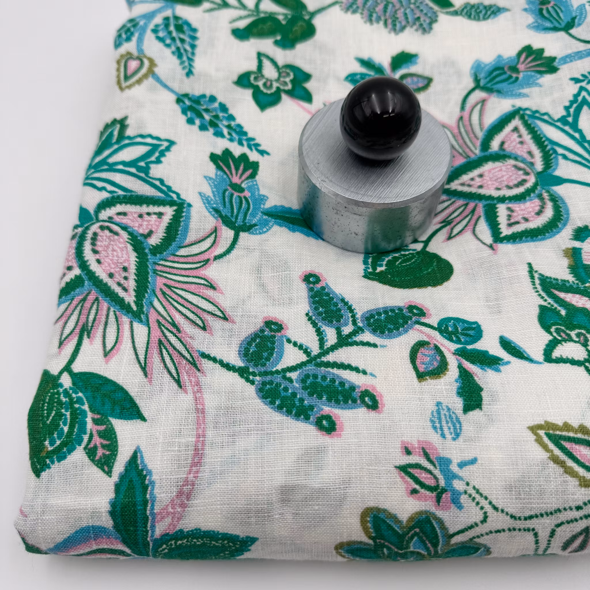 Tryckt lin gröna blommor