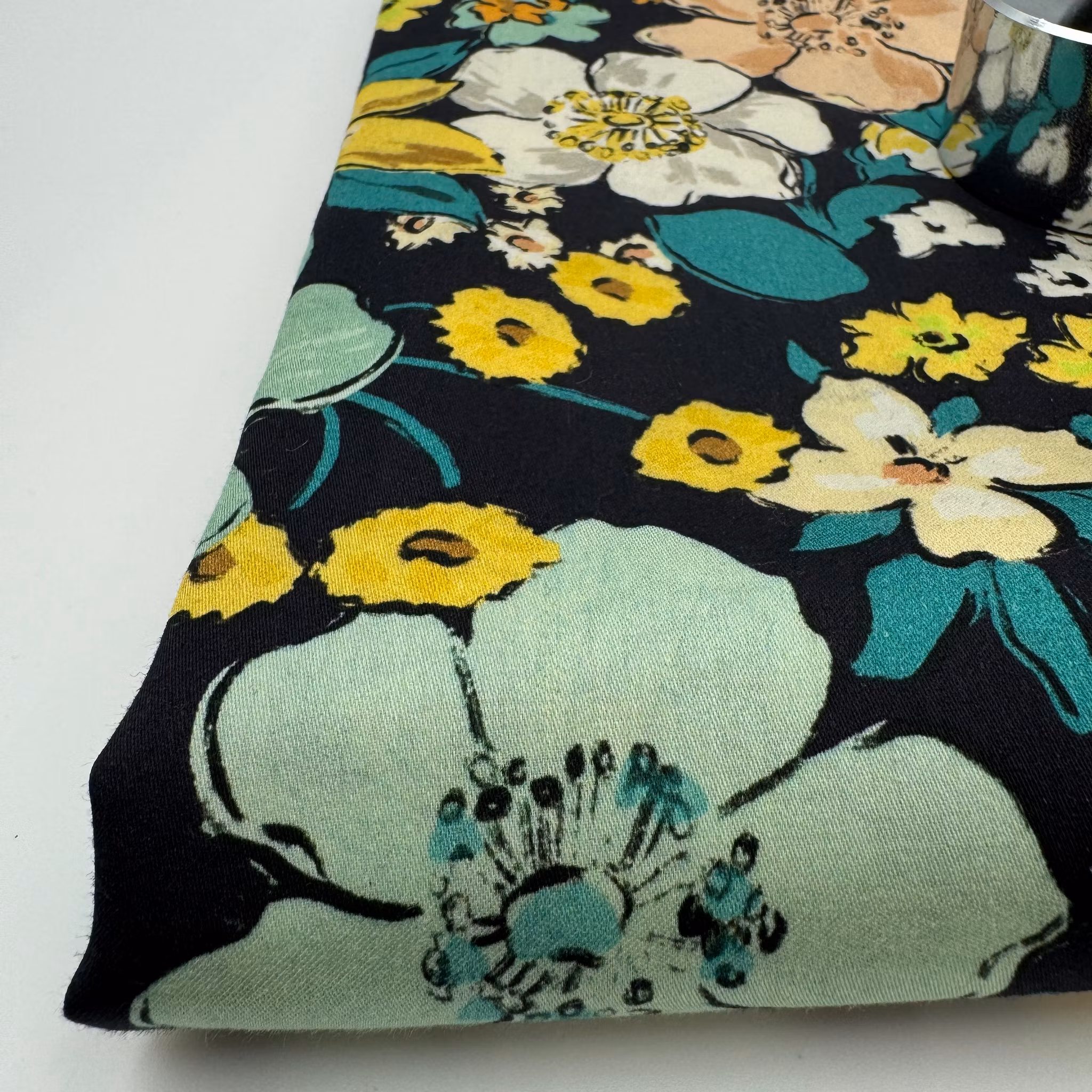 Skjortbomull marin/mint/gulbeige