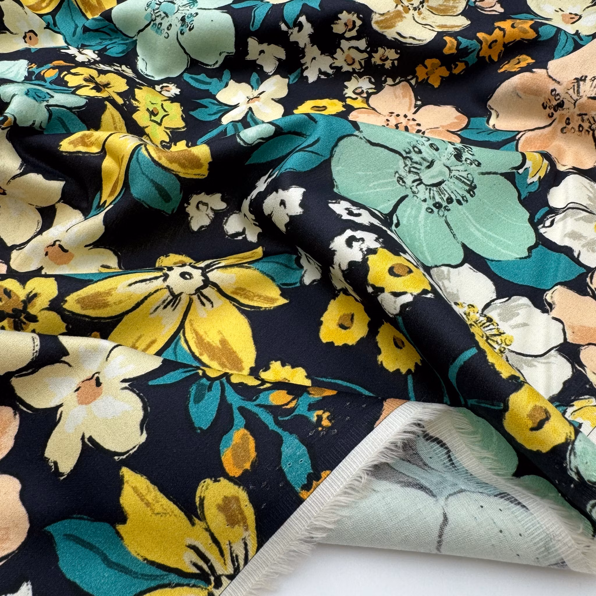 Skjortbomull marin/mint/gulbeige
