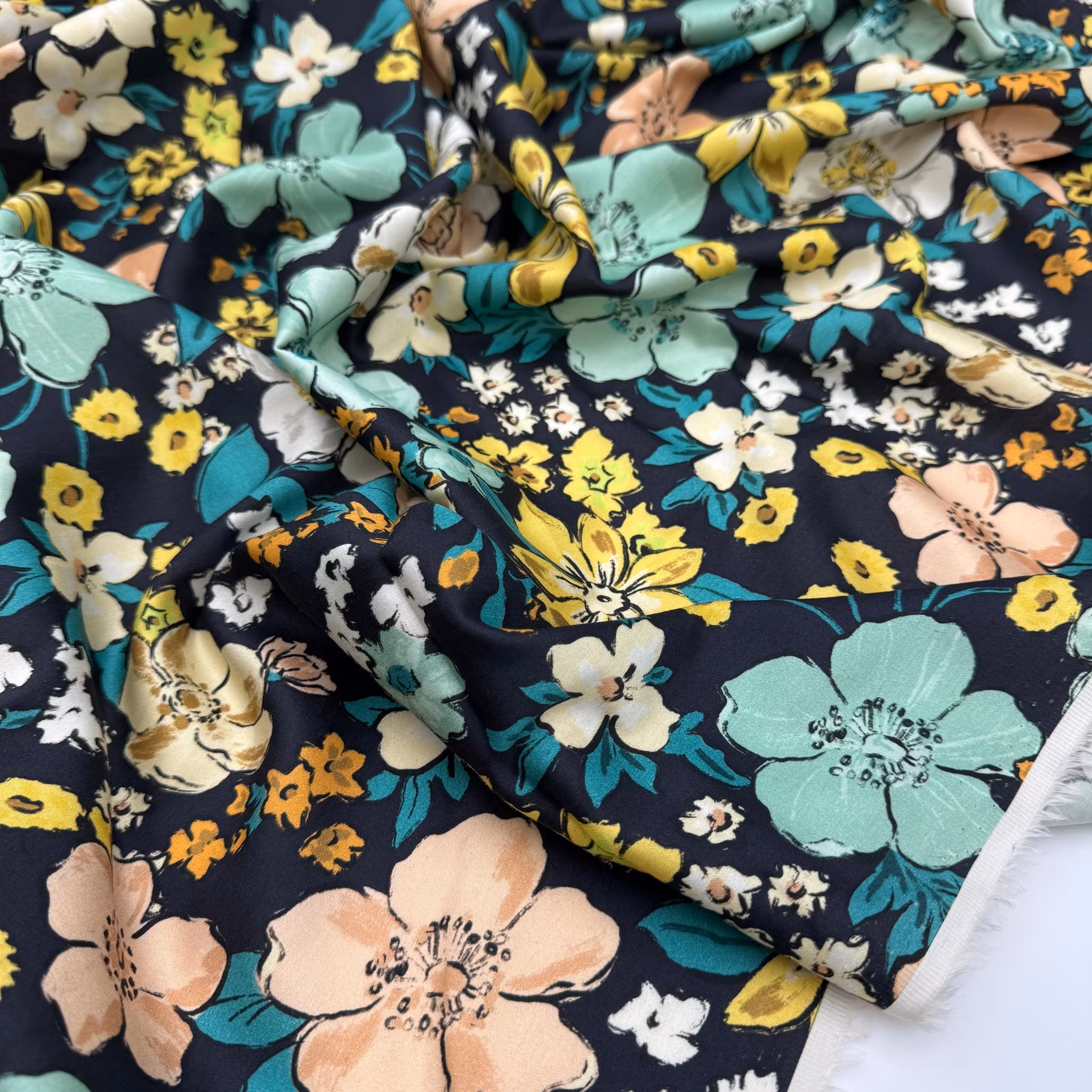 Skjortbomull marin/mint/gulbeige