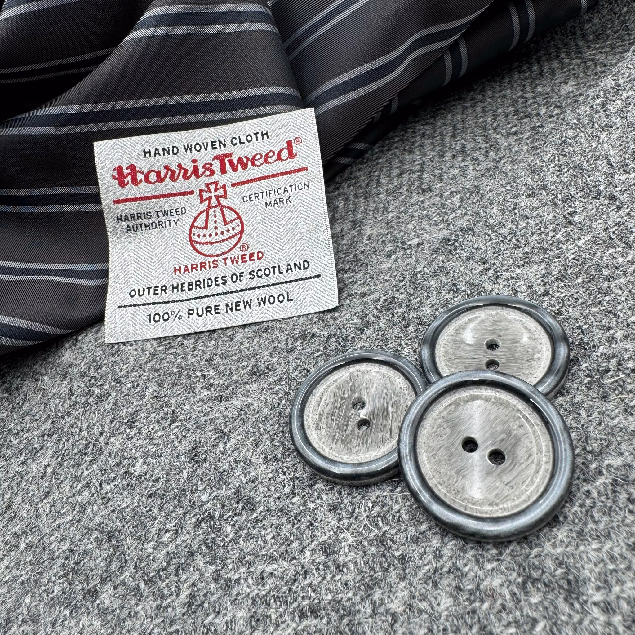 Ull Harris Tweed Grå fiskben