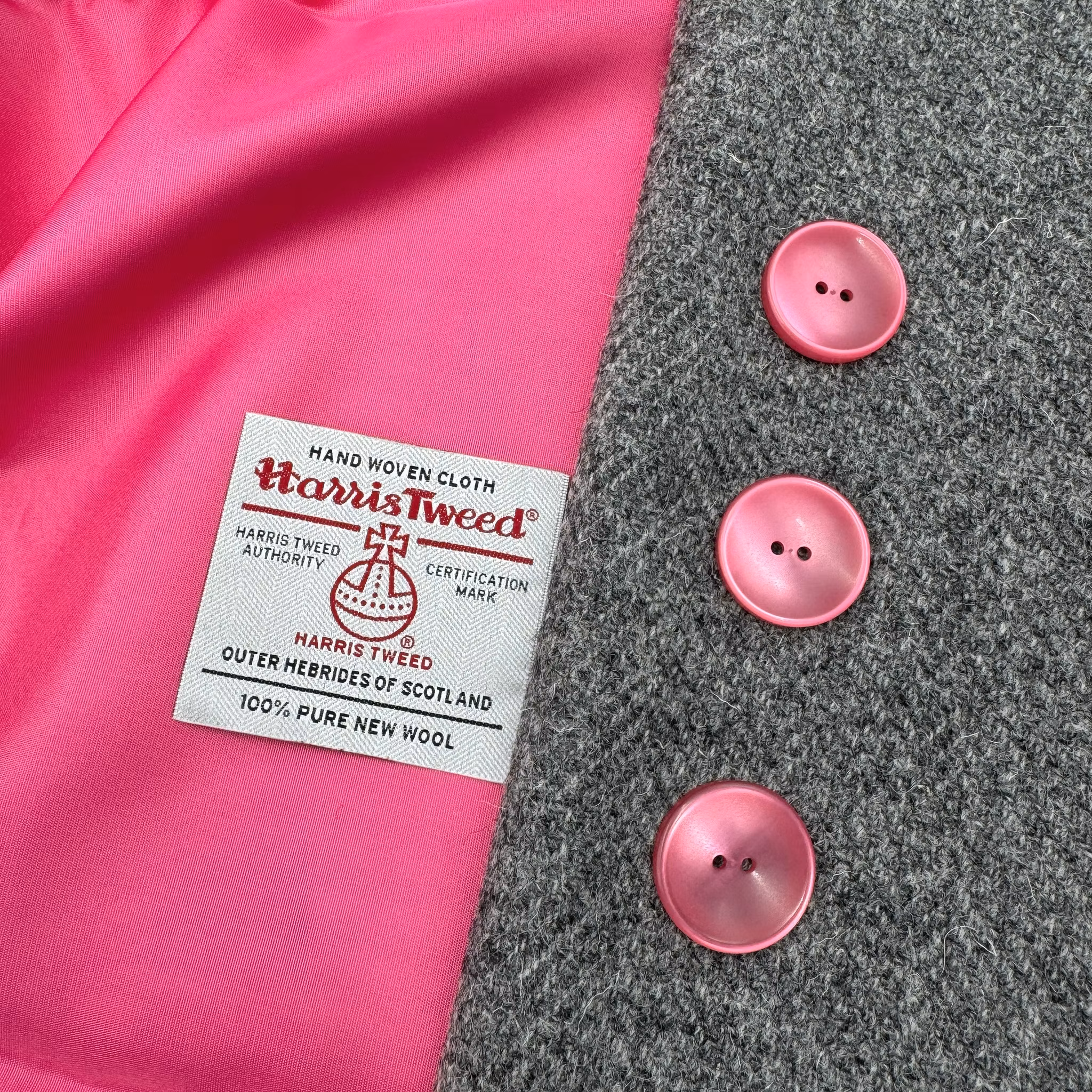 Ull Harris Tweed Grå fiskben