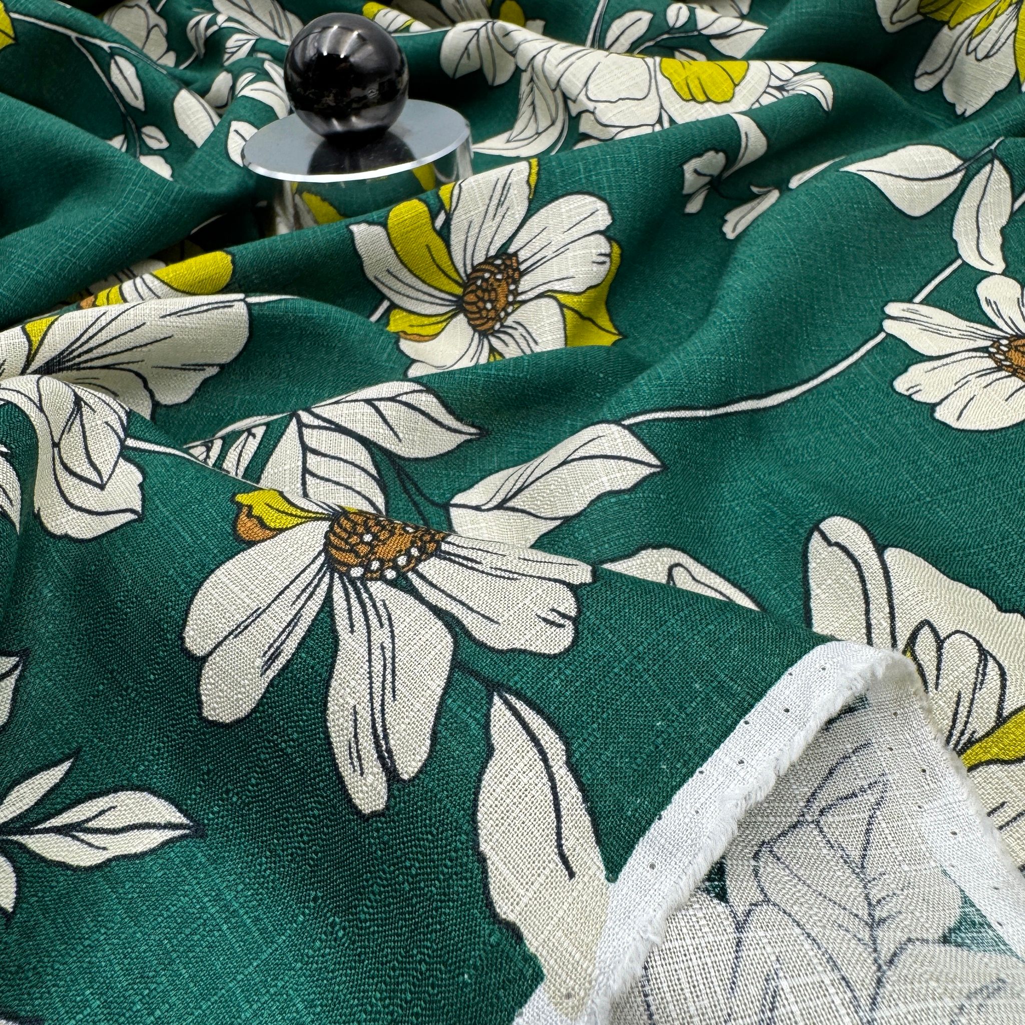 Viskos linstruktur grön blommig