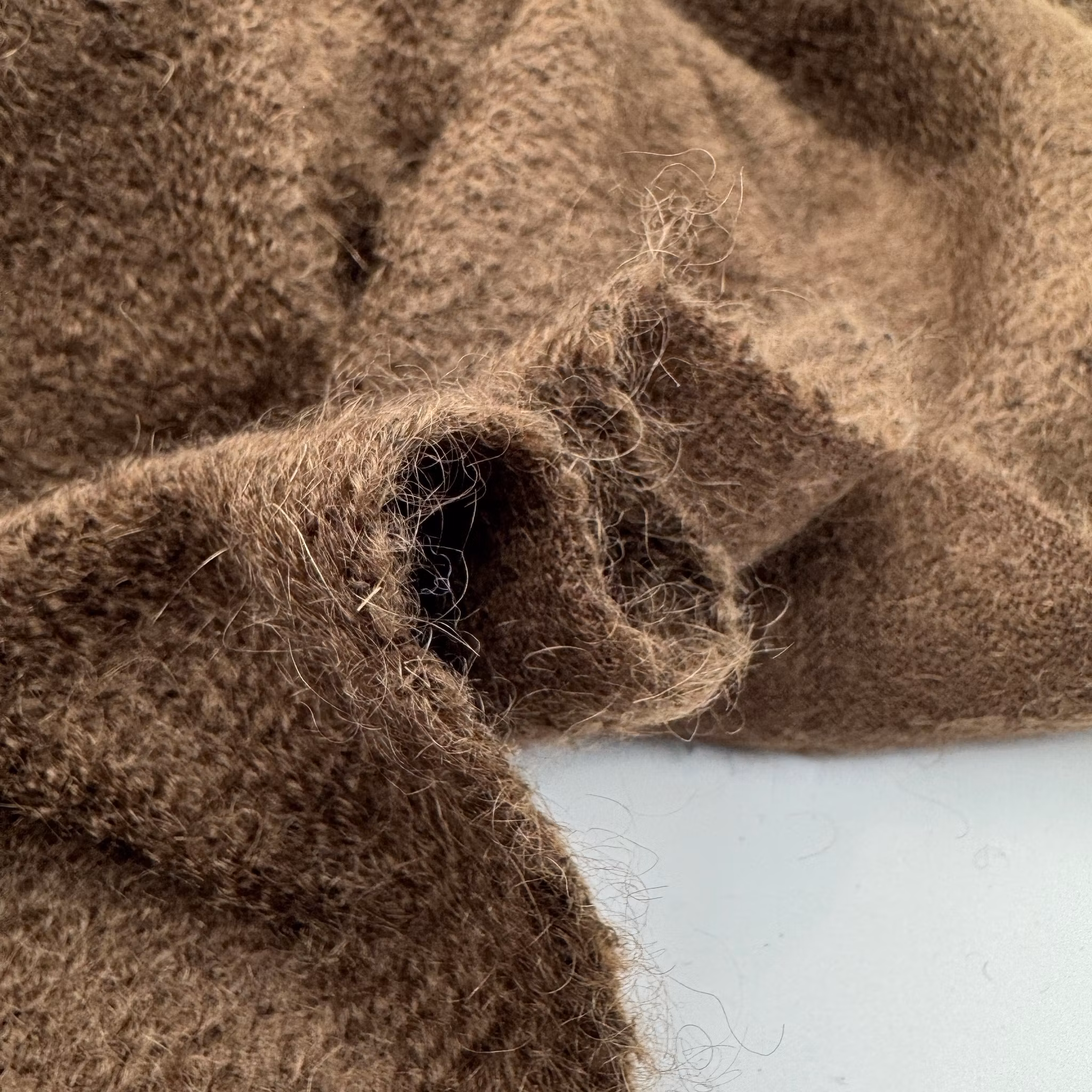 3,8m ull/mohair brun bouclé