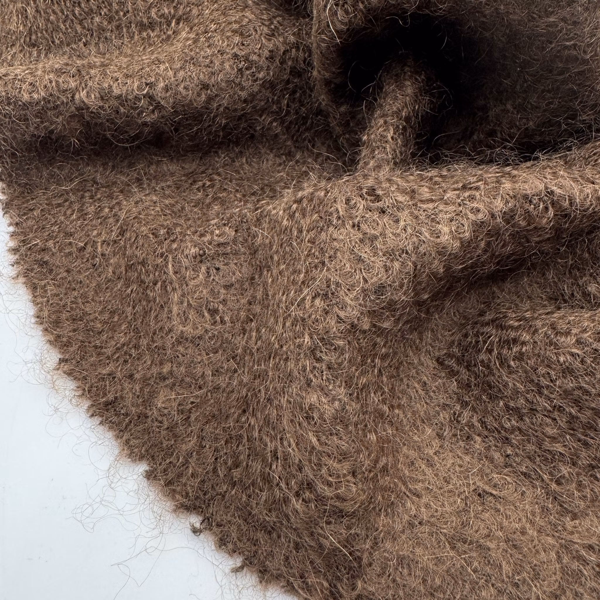 3,8m ull/mohair brun bouclé