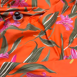 Bomull/elastan orange storblommig Hugo B***