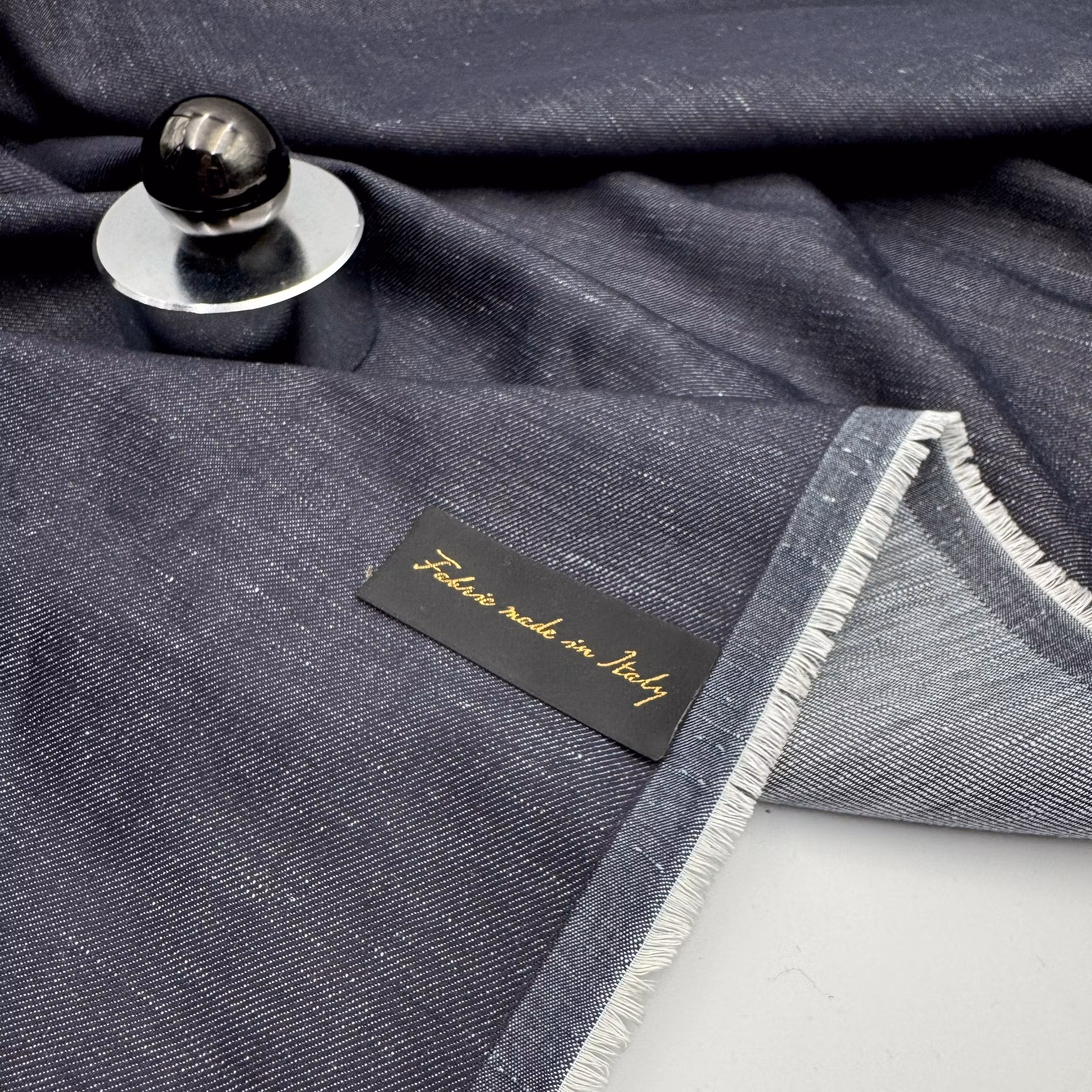Bomull/lin denim mörkblå
