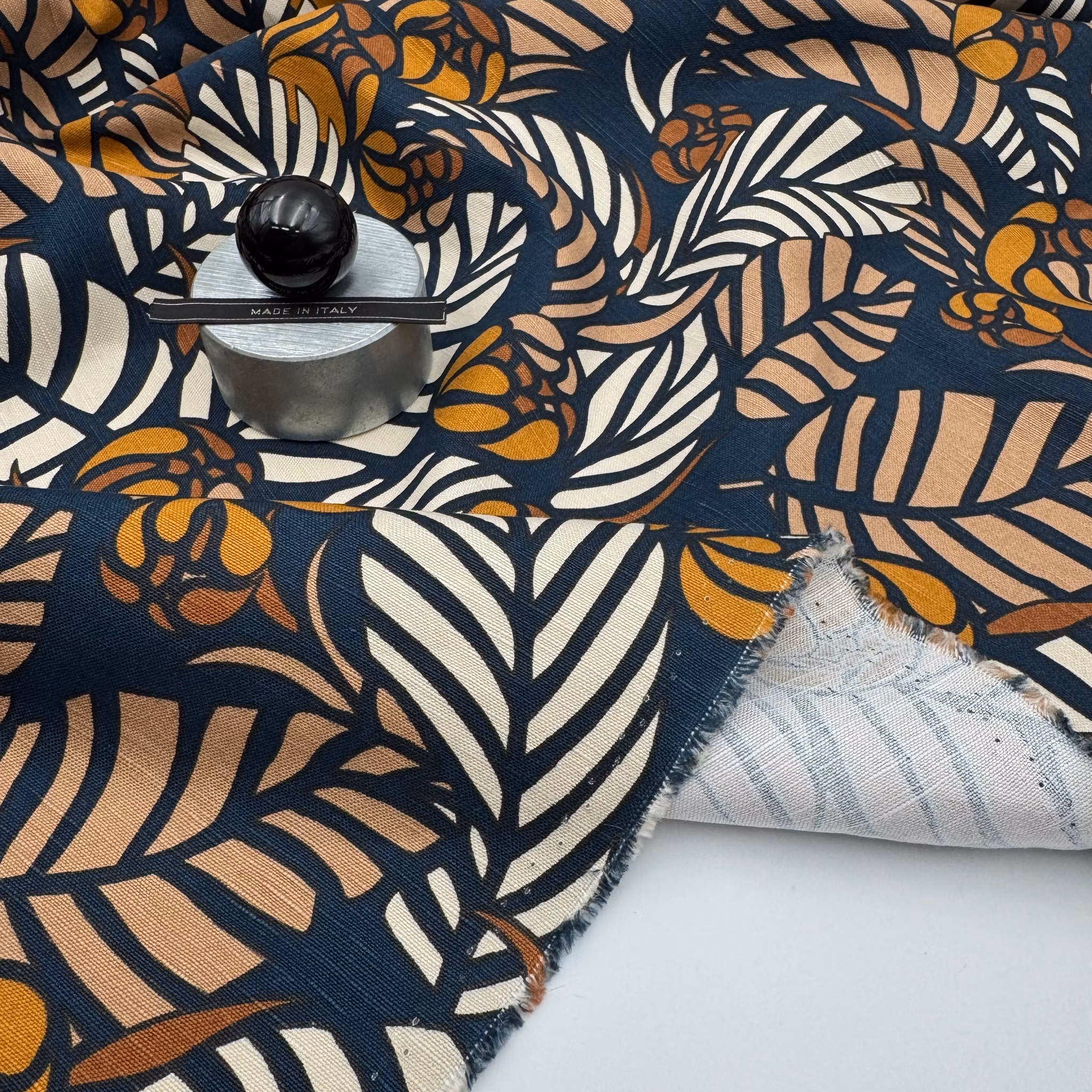 Bomull/lin marin/brun/beige