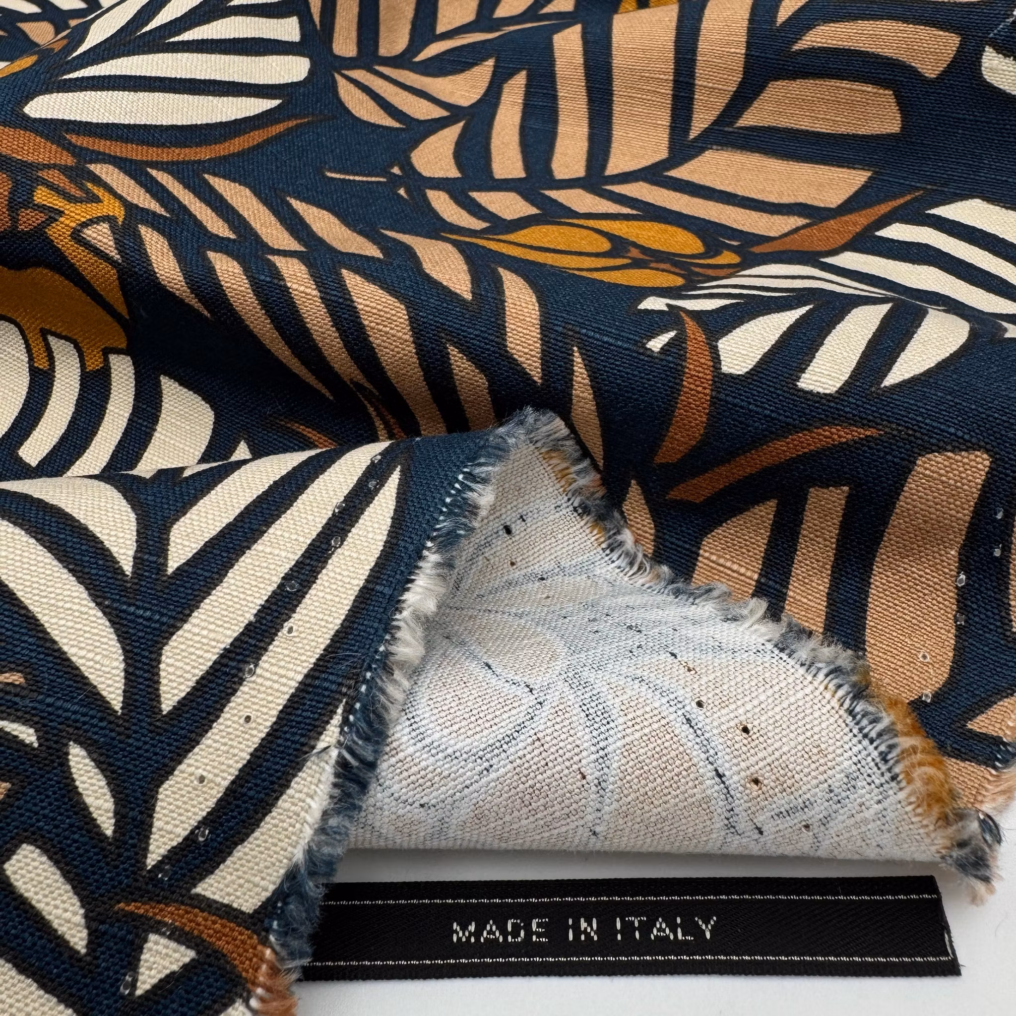 Bomull/lin marin/brun/beige