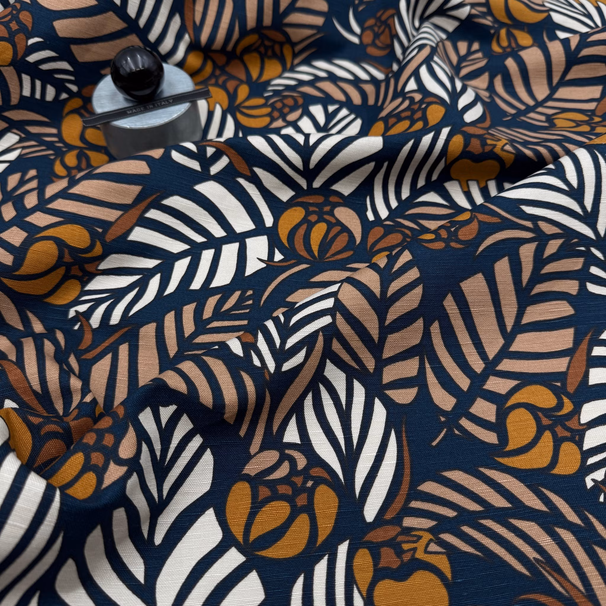 Bomull/lin marin/brun/beige
