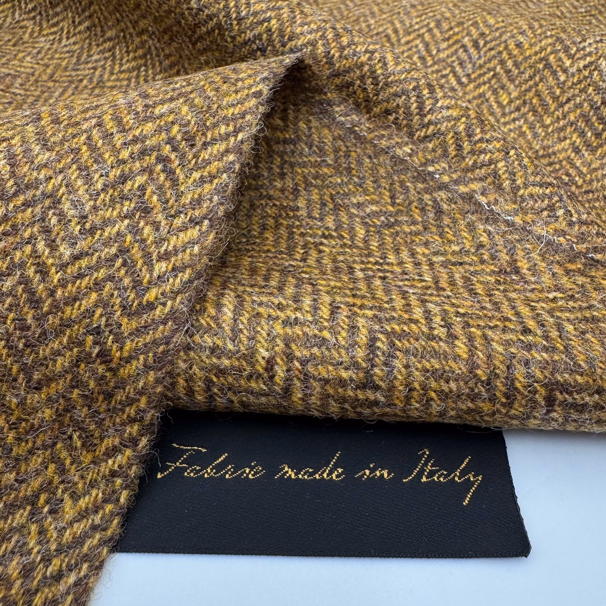 Ulltweed fiskben brun/senap