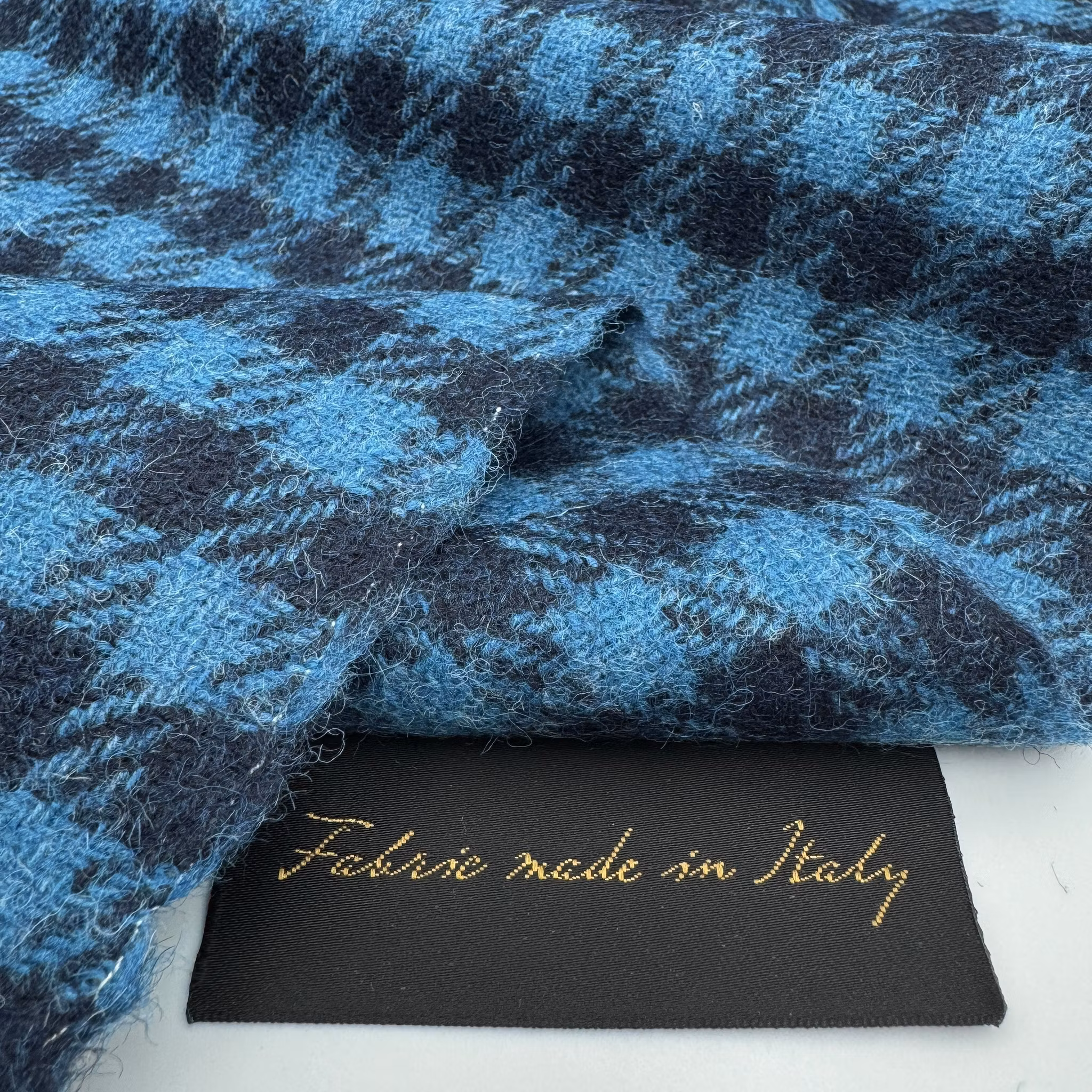 Ulltweed rutig blå/turkos