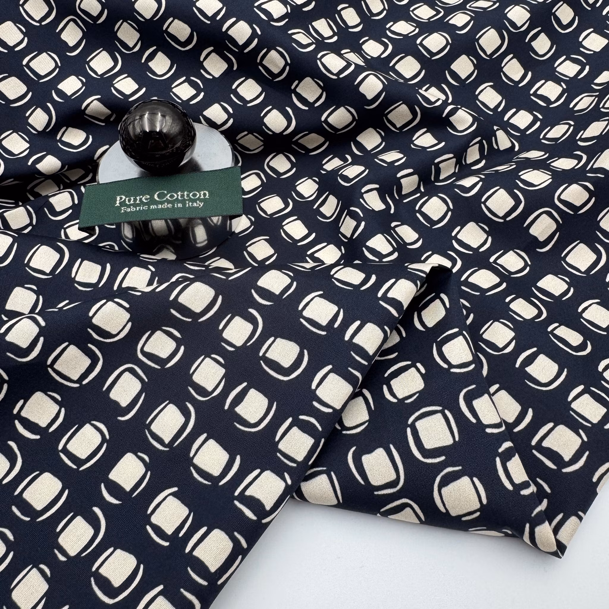 Skjortbomull marin/äggskal Max M.