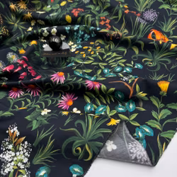 Festbomull blomster svart O.de la Renta