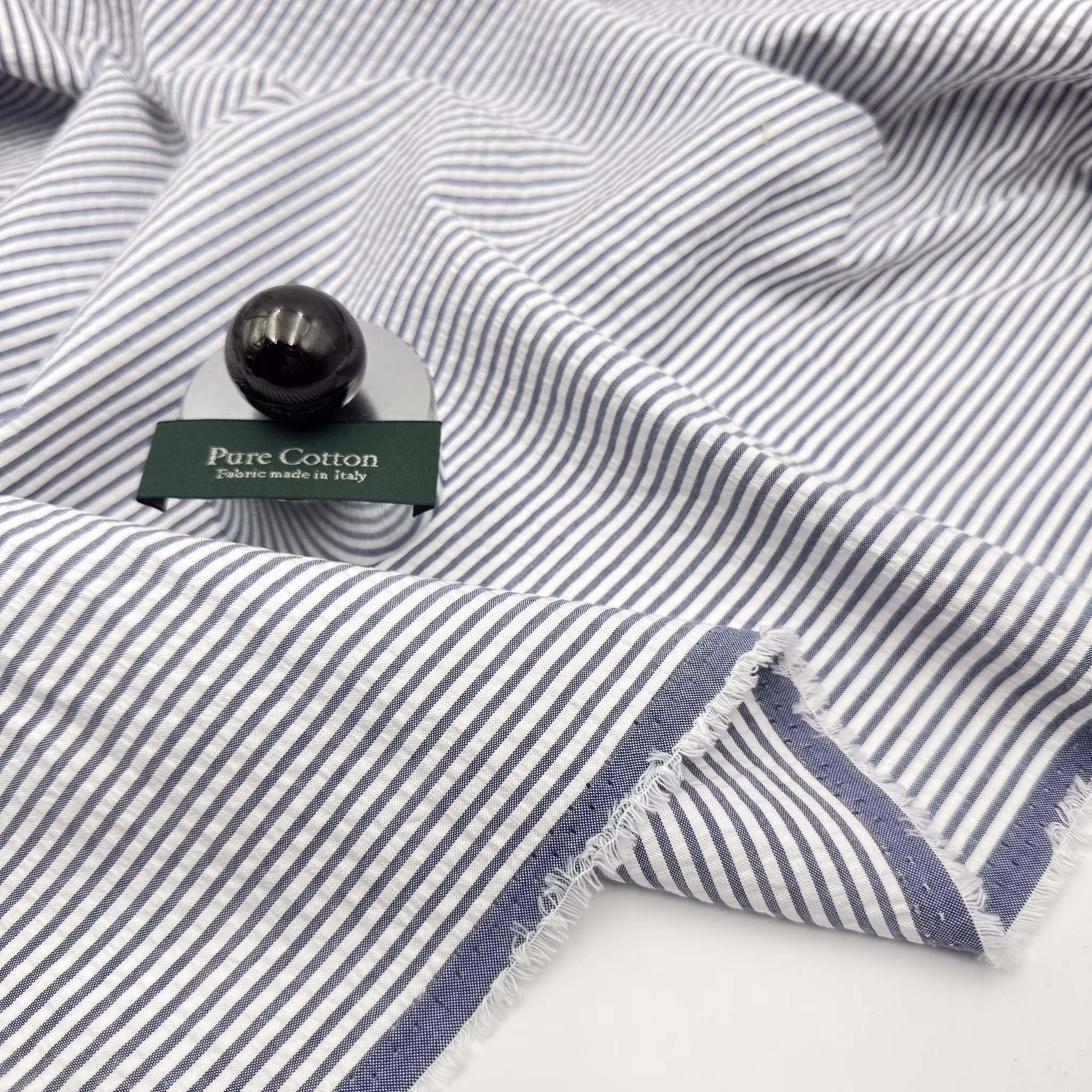 Bomull bäckebölja blå/vit randig