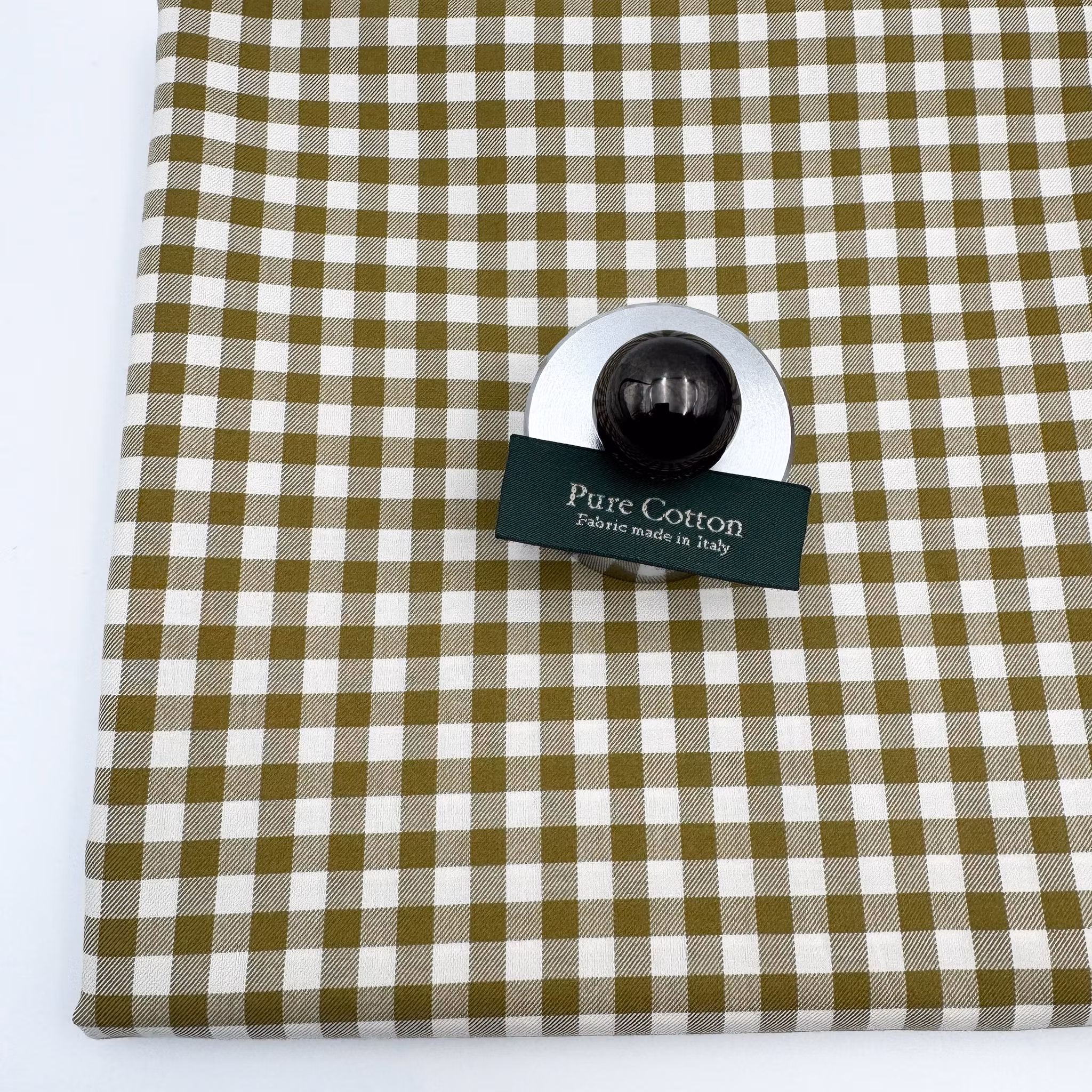 Skjortbomull mjuk gulgrön/vit Thomas M****