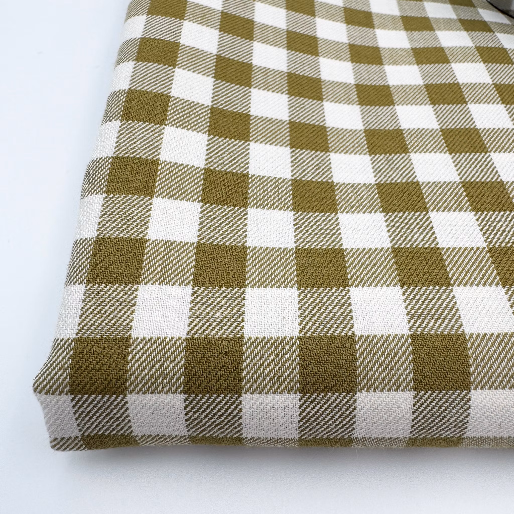 Skjortbomull mjuk gulgrön/vit Thomas M****