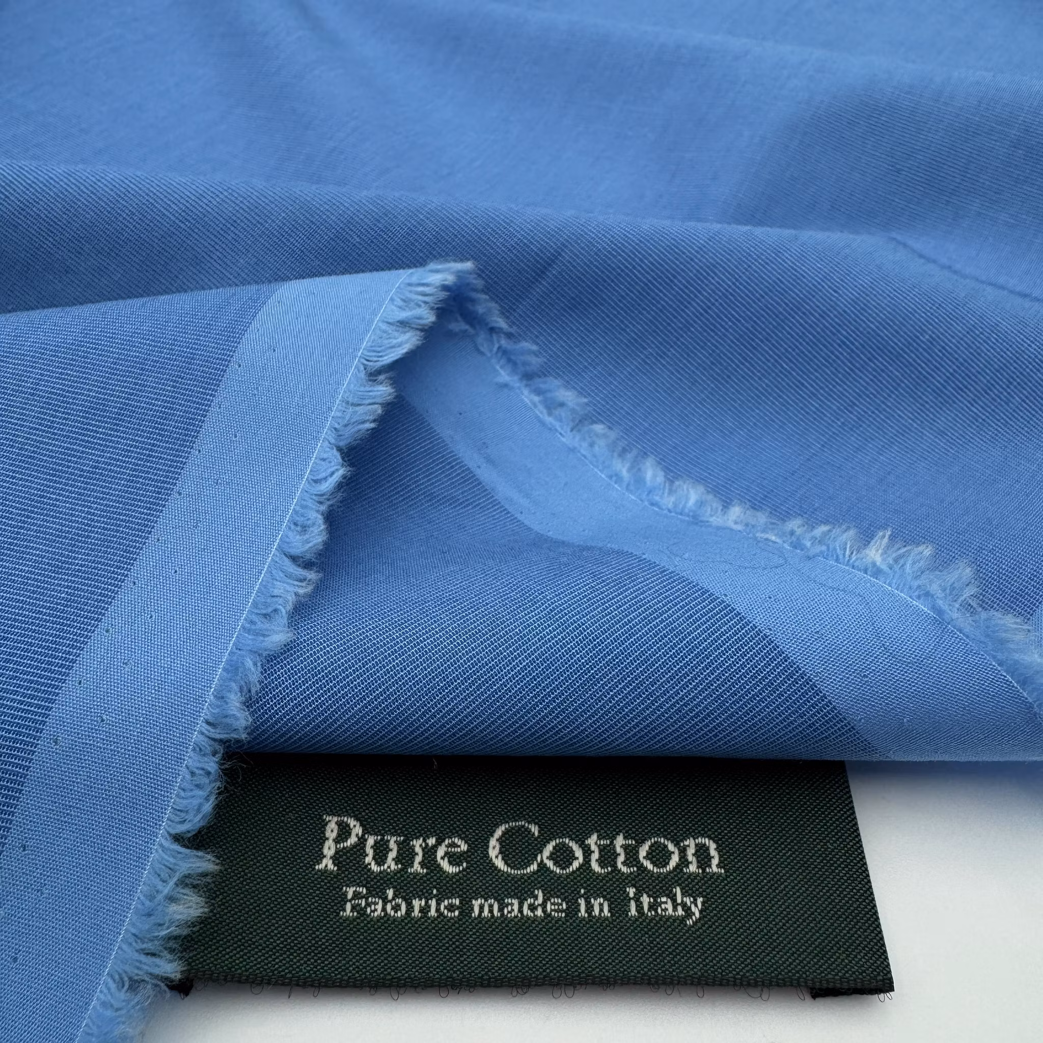 Skjortbomull blå Fil-à-fil