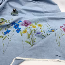 Chambray m blombård