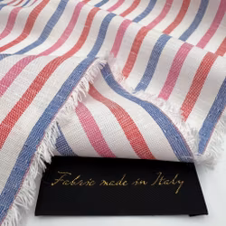 Lin/bomull rosa/blå/röd rand