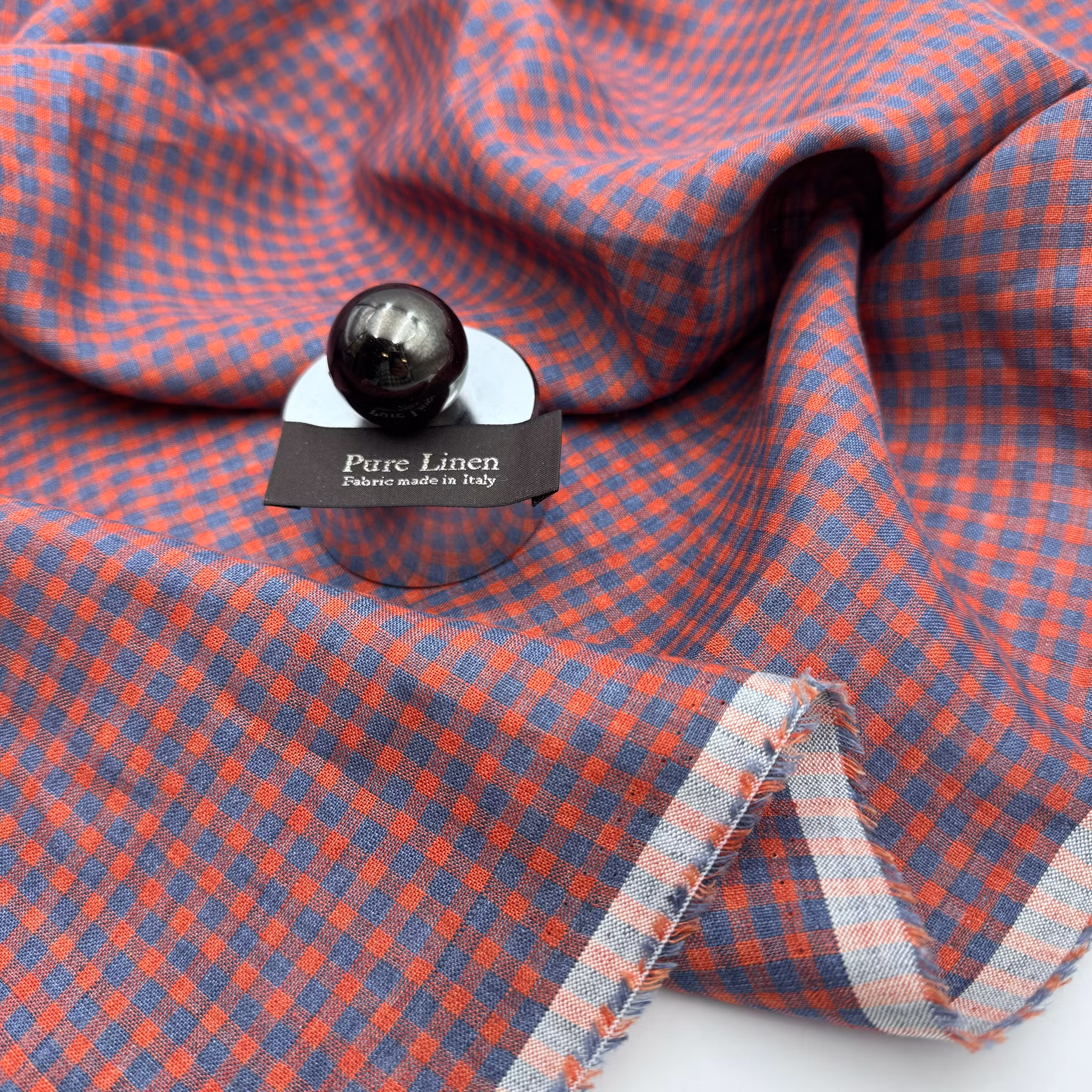 Lin blå/rost smårutigt