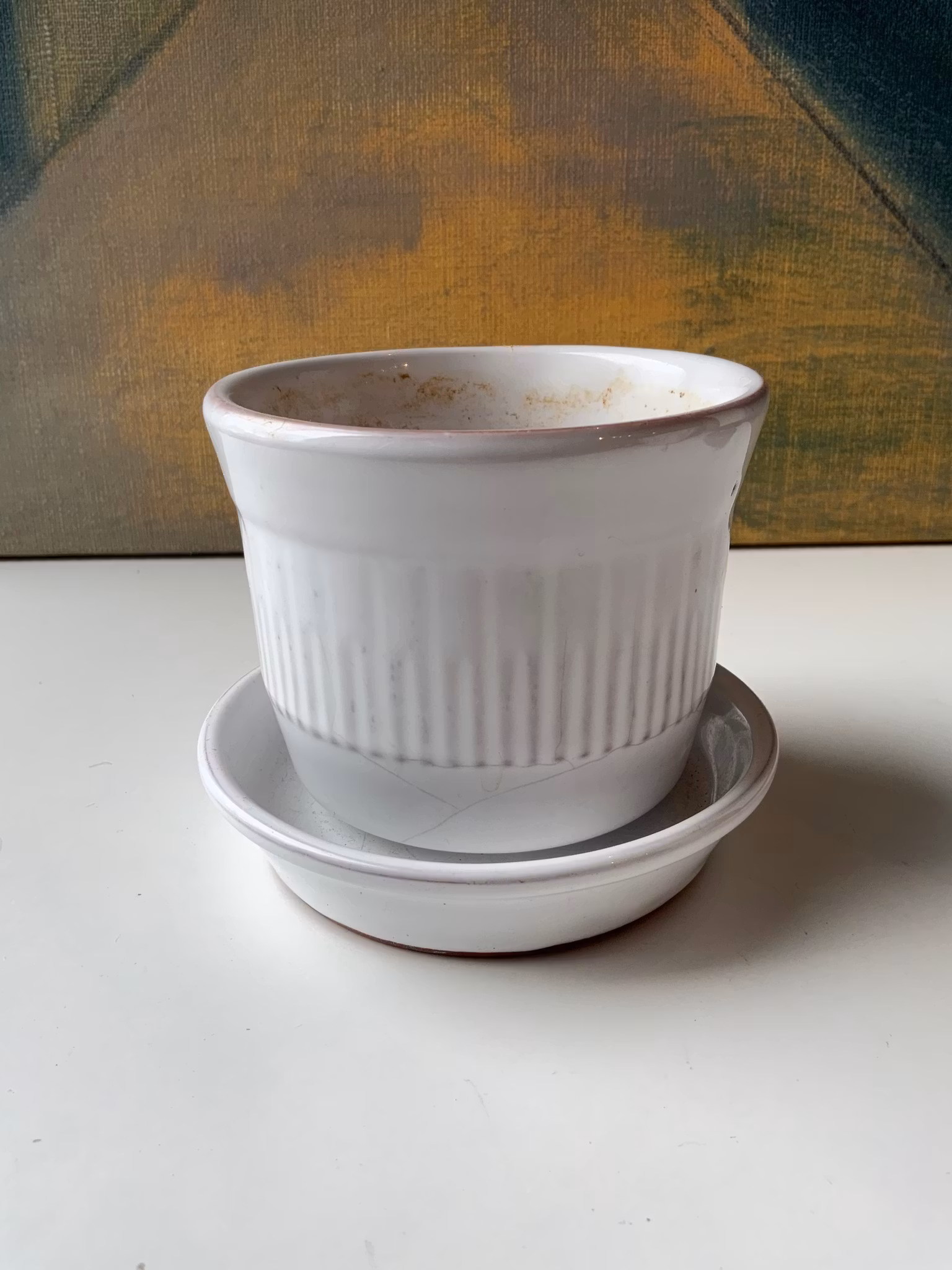 Steninge white flower pot