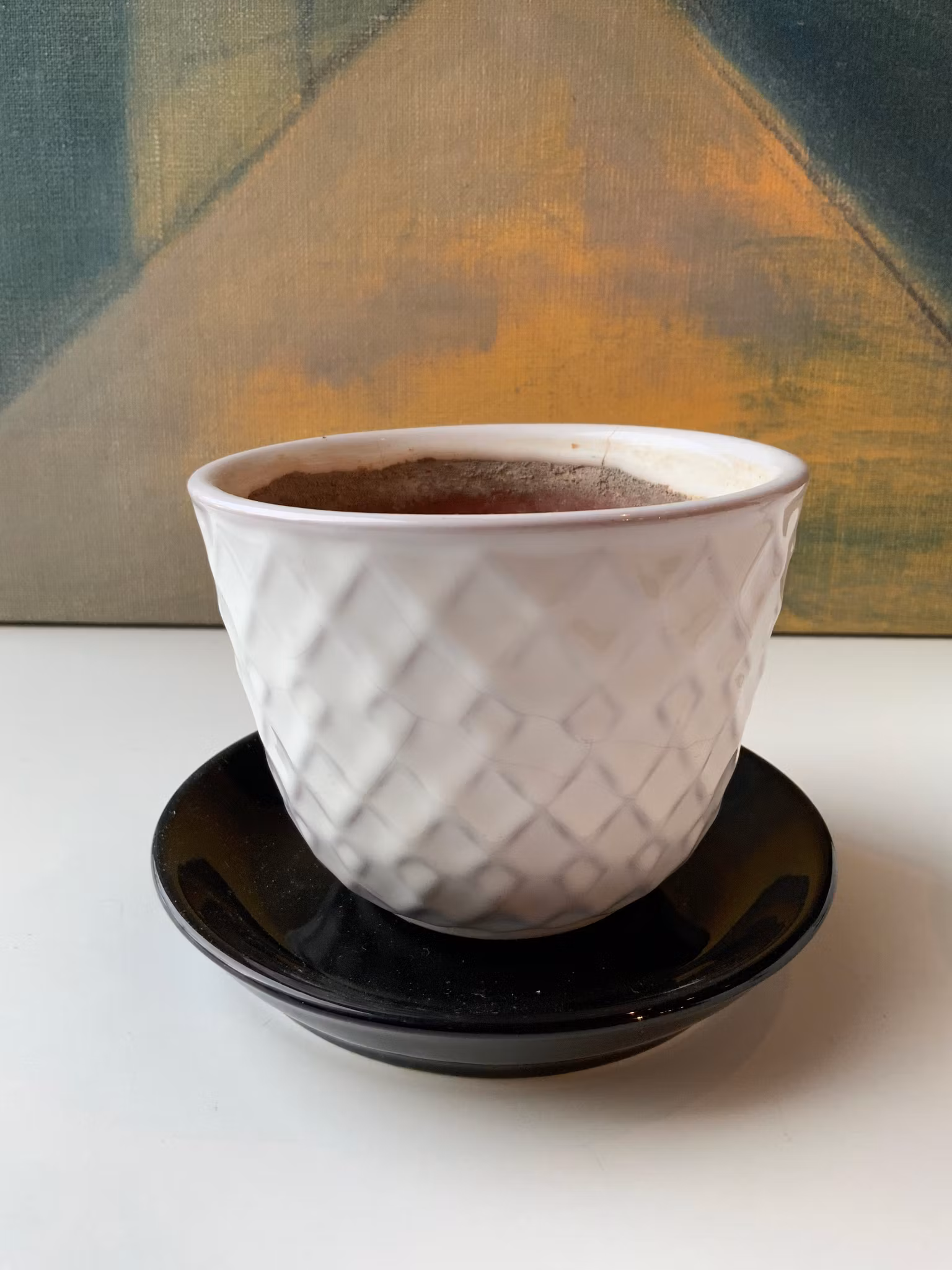 Ann white flower pot