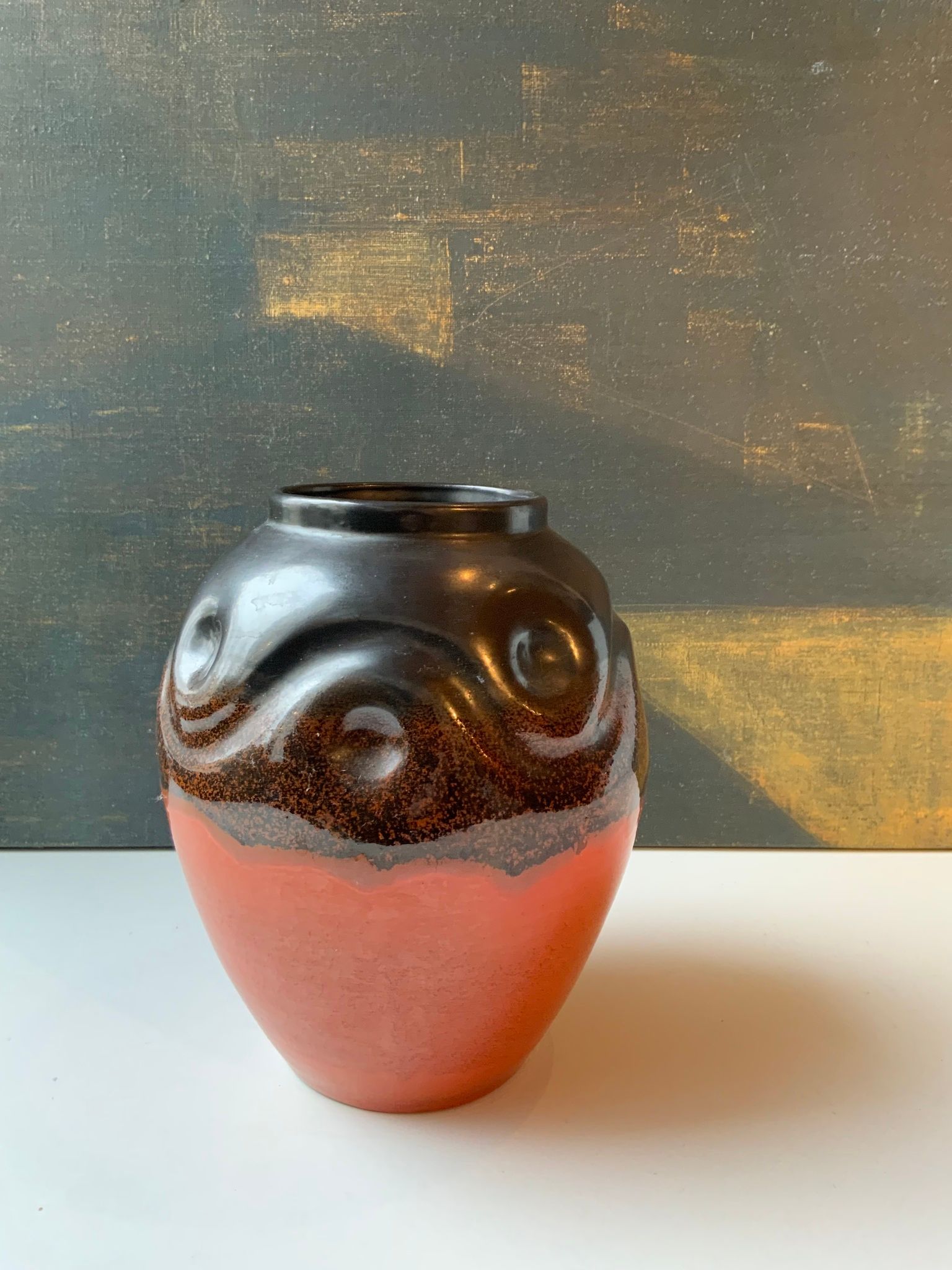 Orange/black vase 1500