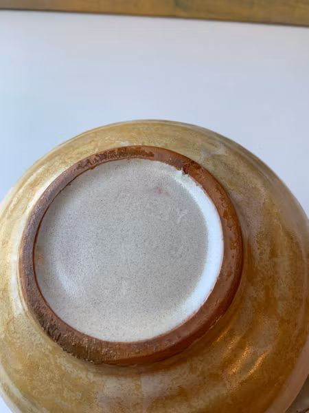 Yellowish/maroon vase 189