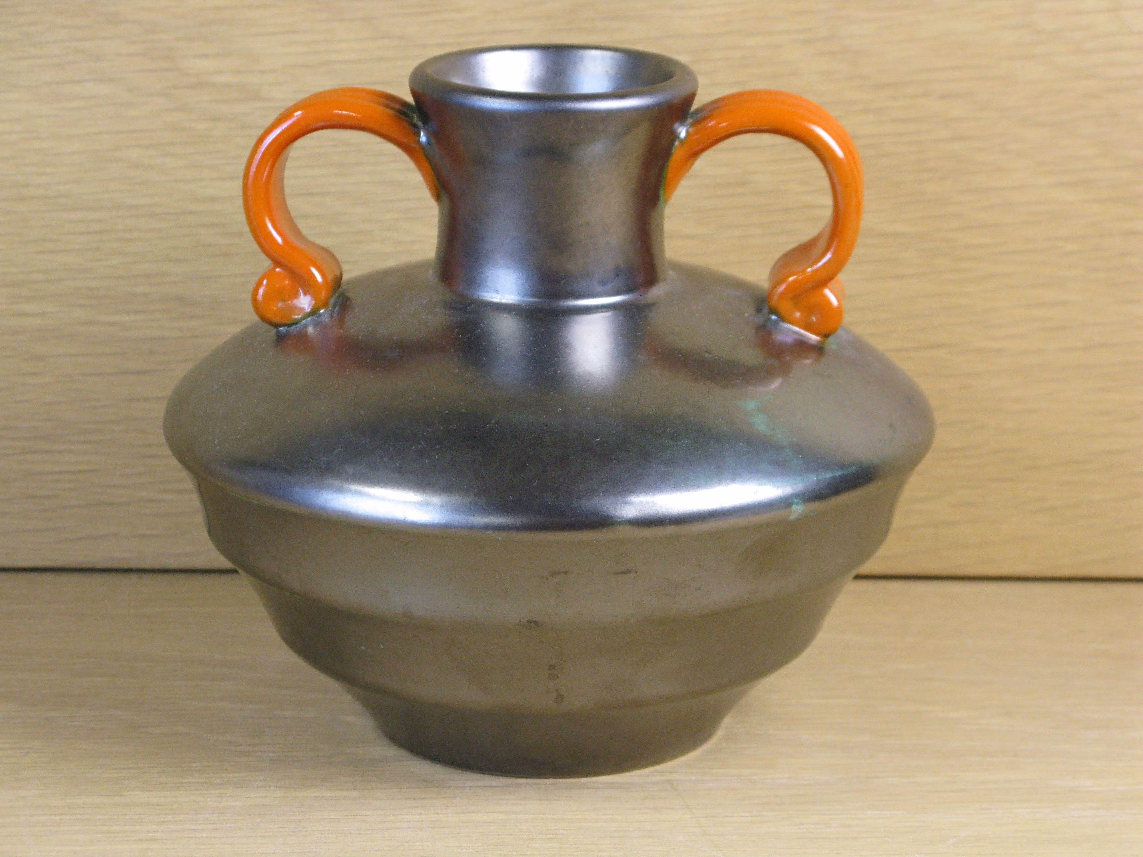black vase with orange handles 2761-2