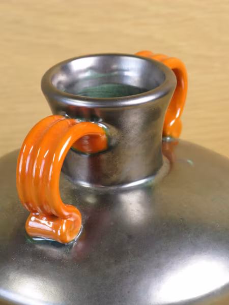 black vase with orange handles 2761-2