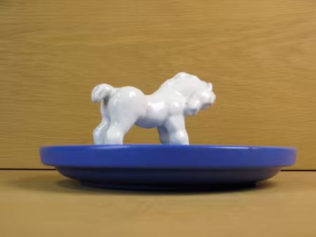 white horse in blue ashtray 46