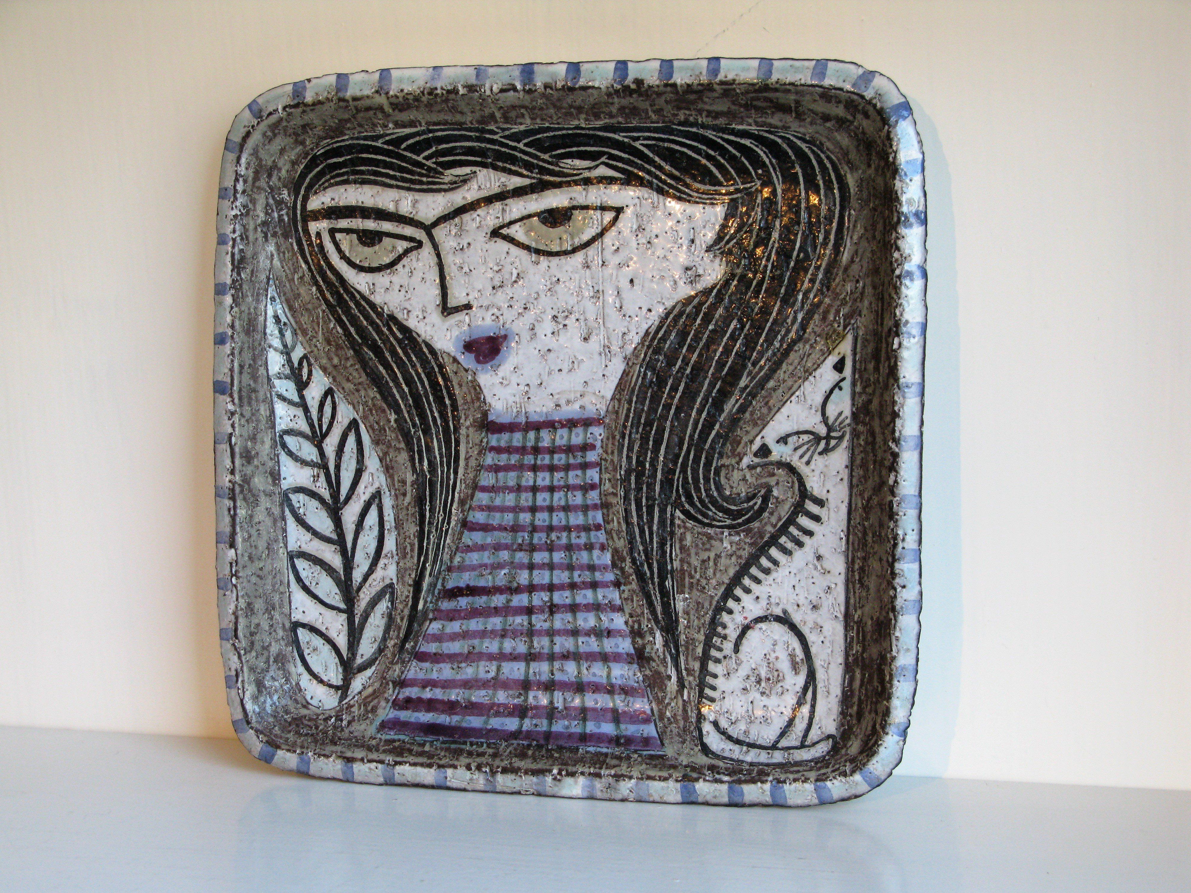 girl and cat plate 4062
