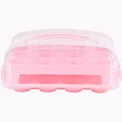 Cacas Mini cupcake carrier for 24 muffins, rosa