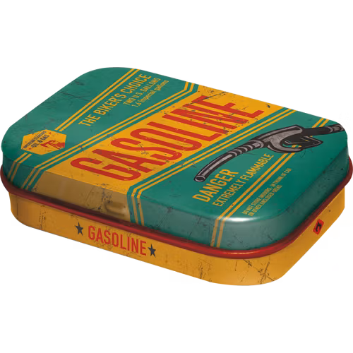 Plåtask med mintpastiller Gasoline