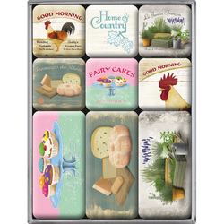 SET MAGNETER 9-pack DJUR HÖNS TUPP HOME & COUNTRY LAVENDEL TRÄDGÅRD mm