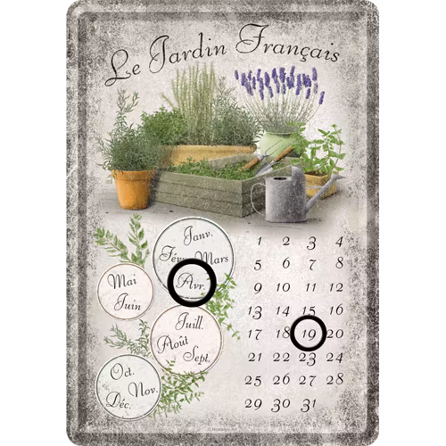 Lavendel METALLSKYLT/VYKORT/Kalender 10x14,5cm Trädgård