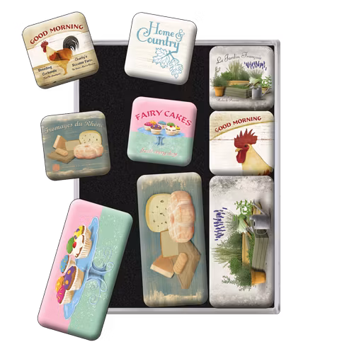 SET MAGNETER 9-pack DJUR HÖNS TUPP HOME & COUNTRY LAVENDEL TRÄDGÅRD mm
