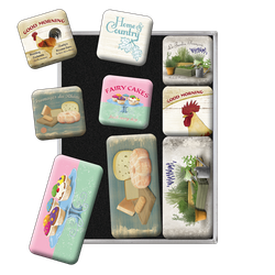 SET MAGNETER 9-pack DJUR HÖNS TUPP HOME & COUNTRY LAVENDEL TRÄDGÅRD mm