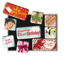 SET MAGNETER 9-pack Happy Birthday Nostalgic